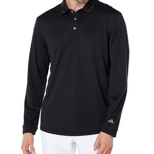 adidas Men's Black Long Sleeve golf polo shirt